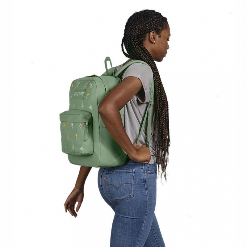 JanSport EMBROIDERED BLOSSOM BUNDLE Ruksaci Školske ruksake Zelene | EHRVG57873