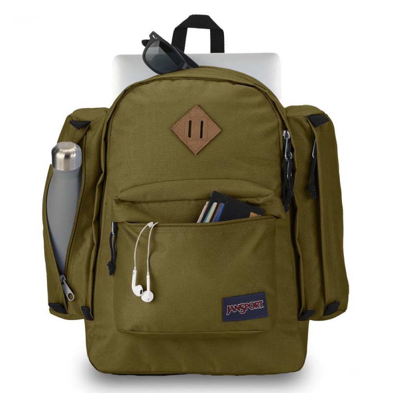 JanSport Field Pack Ruksaci Ruksak za planinarenje Maslinasto Zelene | UHRTG37751